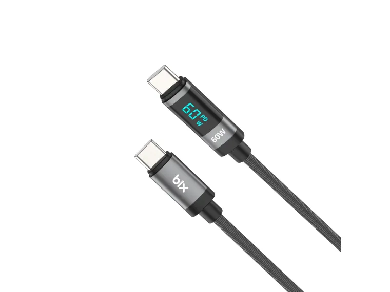 BX06CC Type-C to Type-C 60W Örgülü LED Dijital Ekranlı — görsel 3