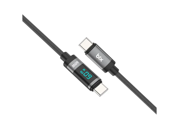 BX06CC Type-C to Type-C 60W Örgülü LED Dijital Ekranlı — görsel 4