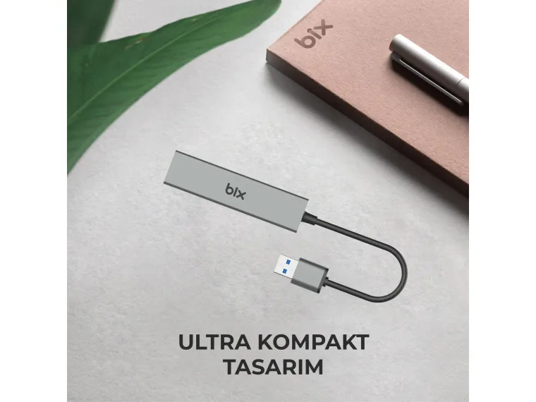 BX06HB USB 3.0 Gigabit Ethernet 3 Portlu Çoklayıcı Hub — görsel 5