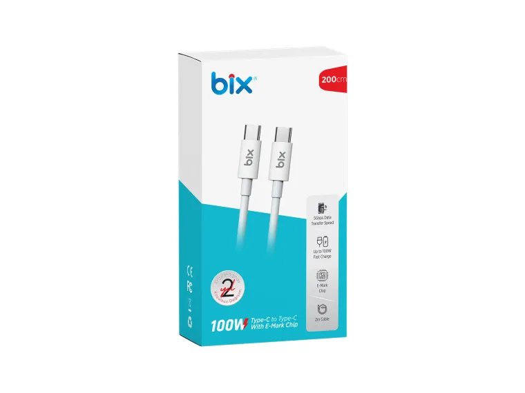 BX08CC 100W 5Gbps E-Mark Çipli Type-C to Type-C PD Şarj — görsel 4