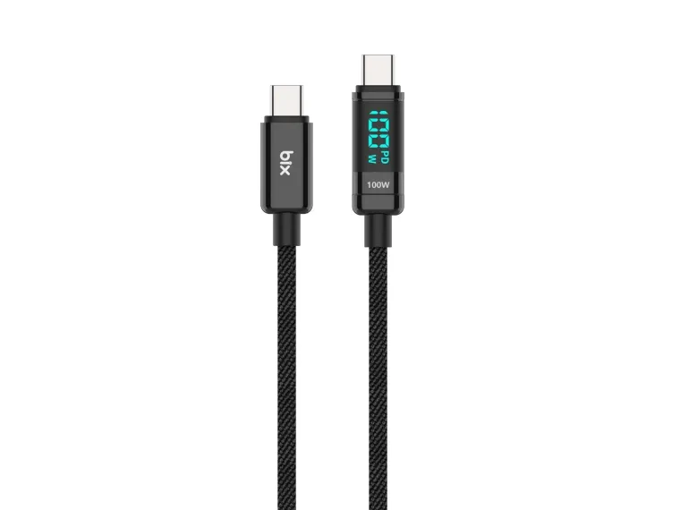 BX09CC Type-C to Type-C 100W 480Mbps E-Marker Çipli LED