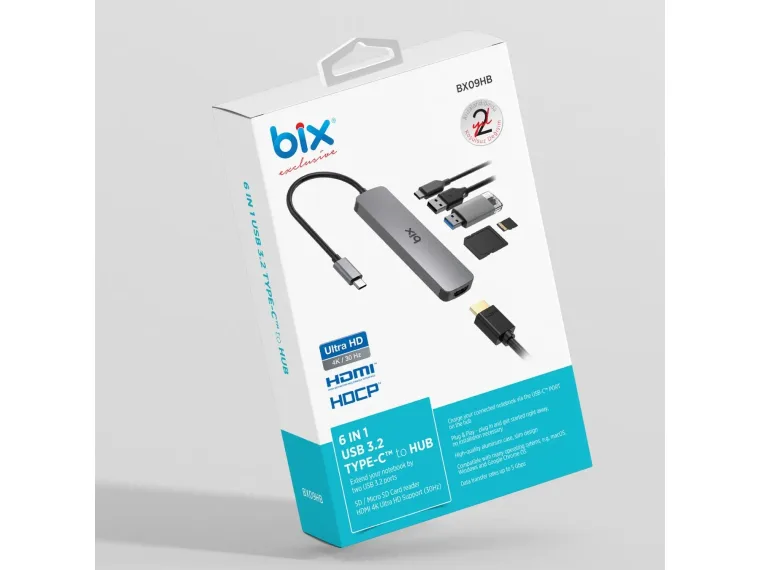 BX09HB Type-C to 2*USB 3.2 4K/30Hz HDMI SD TF Kart — görsel 5