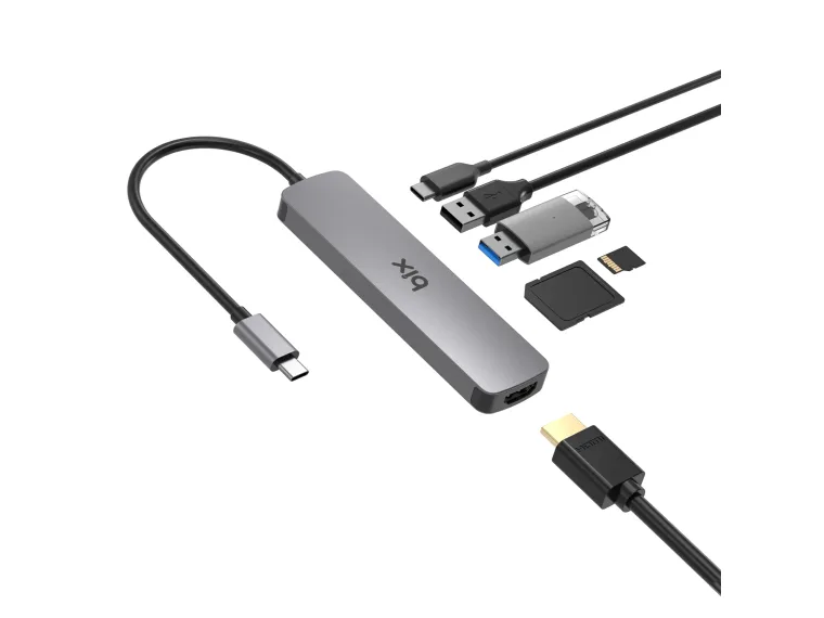 BX09HB Type-C to 2*USB 3.2 4K/30Hz HDMI SD TF Kart