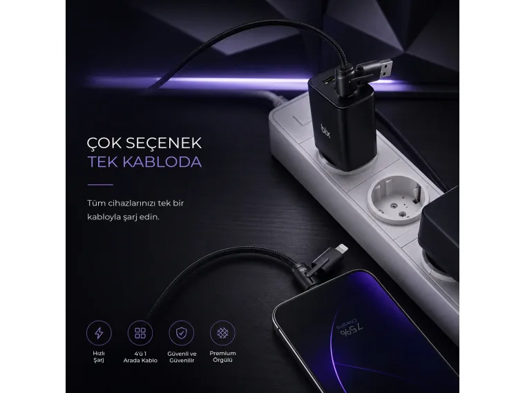 BX4IN1C 65W USB-A, USB-C, Lightning Çok Fonksiyonlu — görsel 4