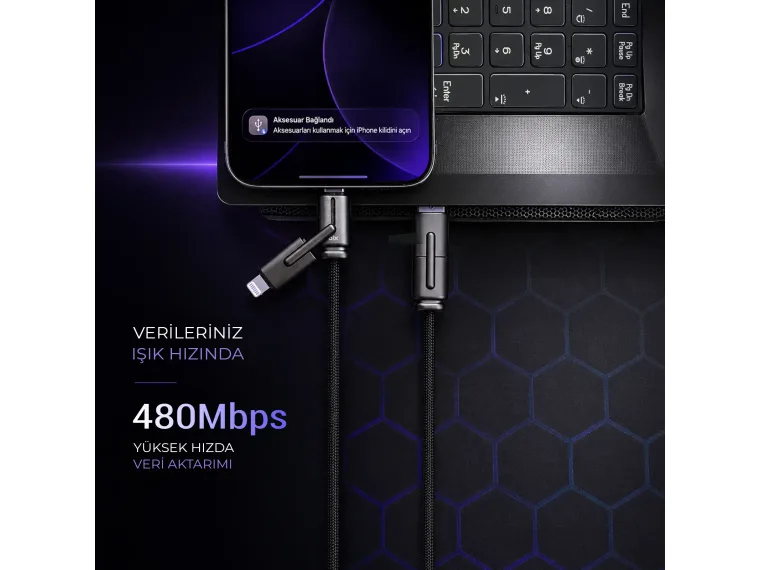 BX4IN1C 65W USB-A, USB-C, Lightning Çok Fonksiyonlu — görsel 5
