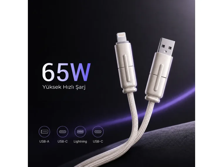 BX4IN1C 65W USB-A, USB-C, Lightning Çok Fonksiyonlu — görsel 7