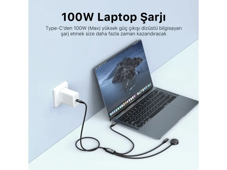 BXA3W1 100W Type-C, Lightning ve Apple Watch için 3’ü 1 — görsel 3