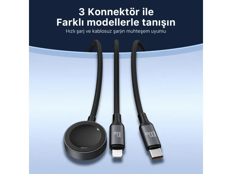 BXA3W1 100W Type-C, Lightning ve Apple Watch için 3’ü 1 — görsel 4