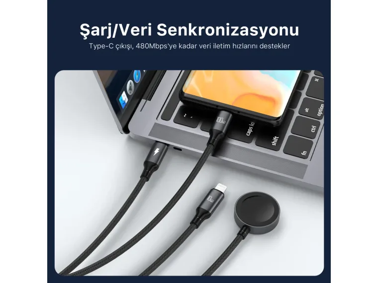 BXA3W1 100W Type-C, Lightning ve Apple Watch için 3’ü 1 — görsel 6