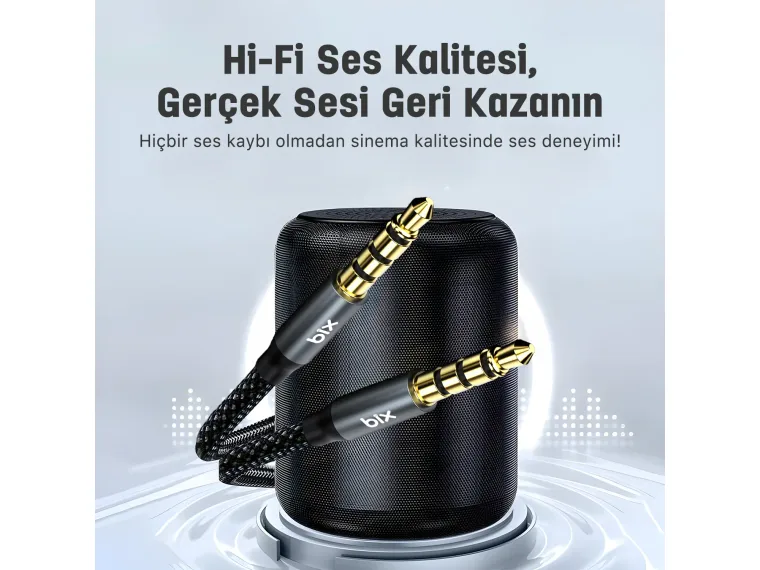 BXAU3C Hi-Fi 3.5mm Erkek to Erkek Örgülü Aux Ses — görsel 5