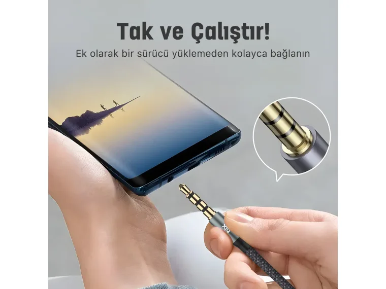 BXAU3C Hi-Fi 3.5mm Erkek to Erkek Örgülü Aux Ses — görsel 4