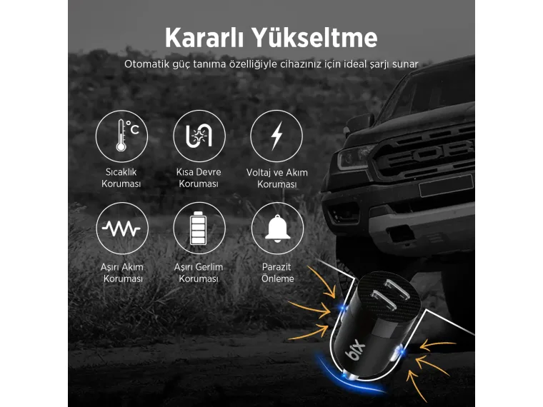 BXCC65C 65W Çift Portlu Type-C Araç Şarj Aleti iPhone — görsel 4