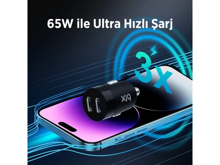 BXCC65C 65W Çift Portlu Type-C Araç Şarj Aleti iPhone — görsel 6
