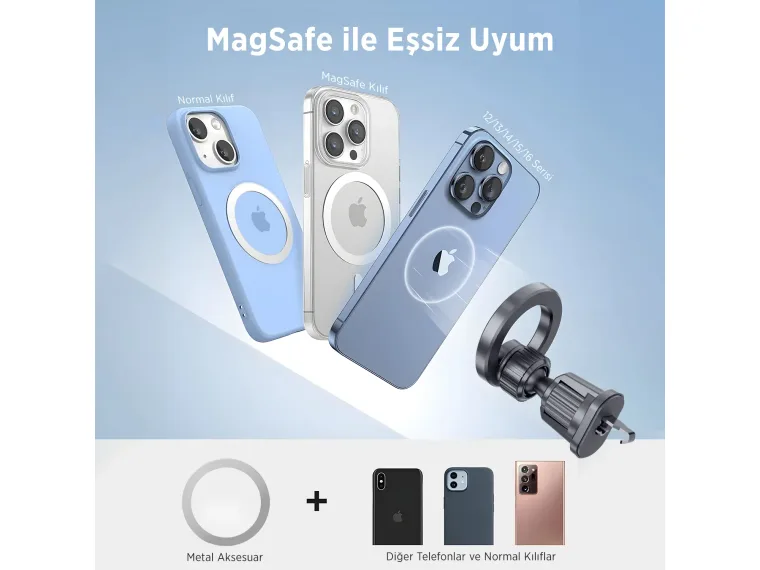 BXCH8 MagLock Manyetik Araç İçi Telefon Tutucu – 360° — görsel 3