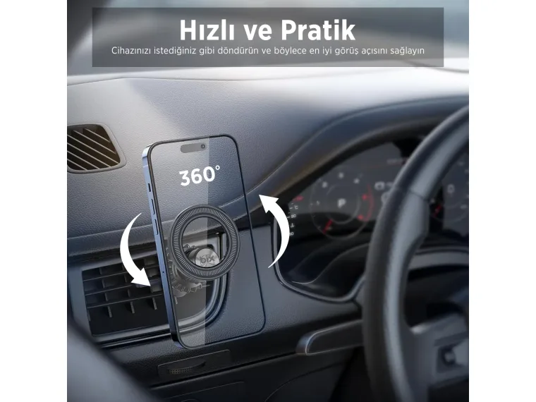 BXCH8 MagLock Manyetik Araç İçi Telefon Tutucu – 360° — görsel 6