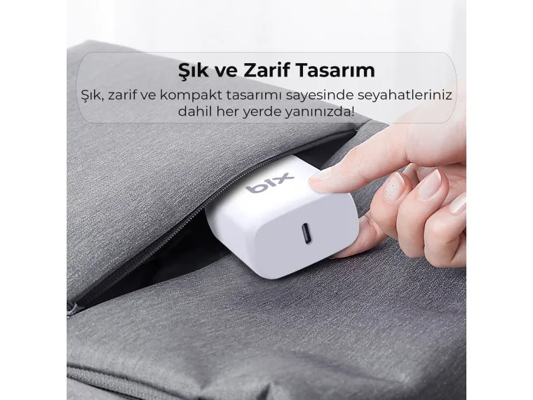 BXCL20TA 20W PD Hızlı Şarj Adaptörü + 3A USB-C to — görsel 3