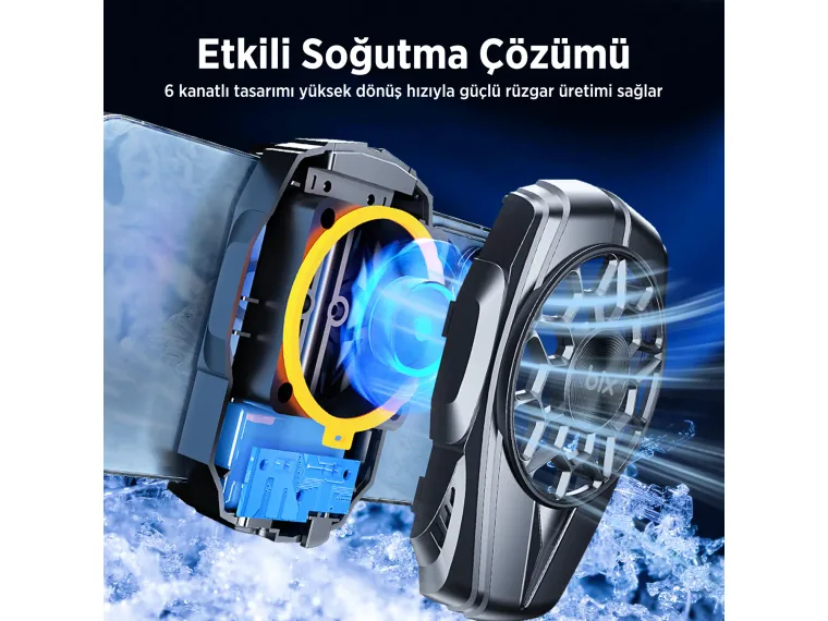 BXCP04G Sessiz ve Güçlü Telefon Soğutucu Fan Bataryalı — görsel 3