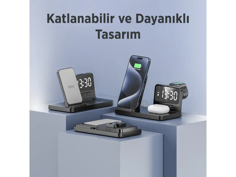 BXMW4 Alarmlı Saat Özellikli 15W Akıllı Telefon TWS — görsel 4