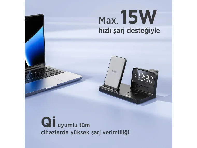 BXMW4 Alarmlı Saat Özellikli 15W Akıllı Telefon TWS — görsel 7