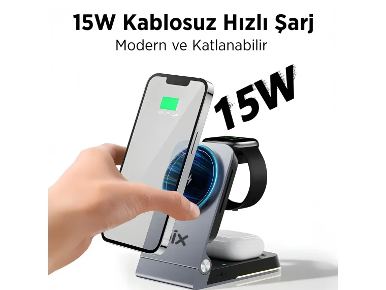 BXMW5 3’ü 1 Arada 15W Akıllı Telefon TWS Kulaklık — görsel 4