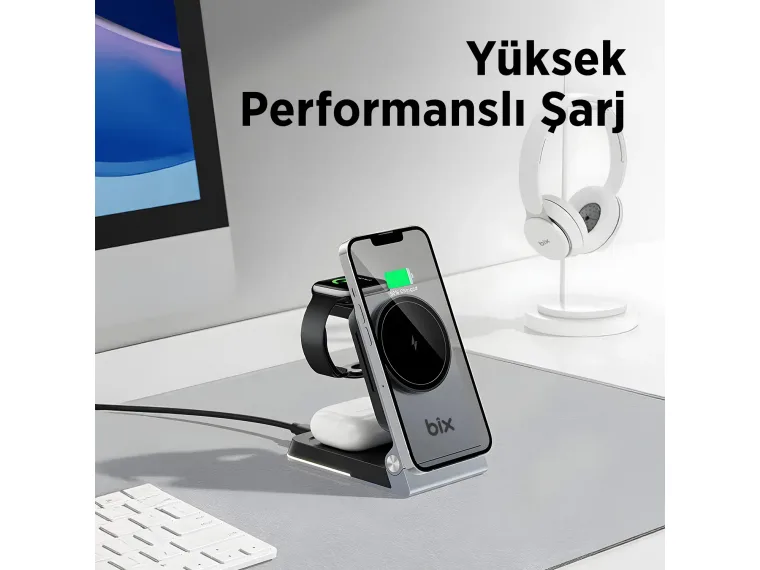 BXMW5 3’ü 1 Arada 15W Akıllı Telefon TWS Kulaklık — görsel 6