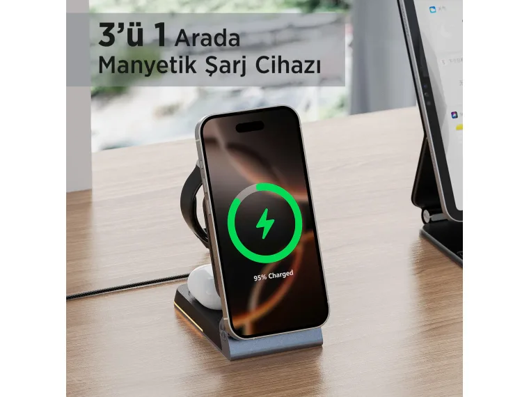 BXMW5 3’ü 1 Arada 15W Akıllı Telefon TWS Kulaklık — görsel 7