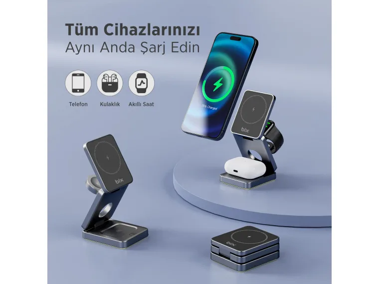 BXMW7 3’ü 1 Arada 15W Akıllı Telefon TWS Kulaklık — görsel 5