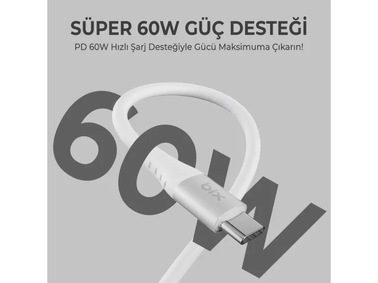 BXSC1CC 60W Type-C to Type-C Silikon Şarj ve Data — görsel 4