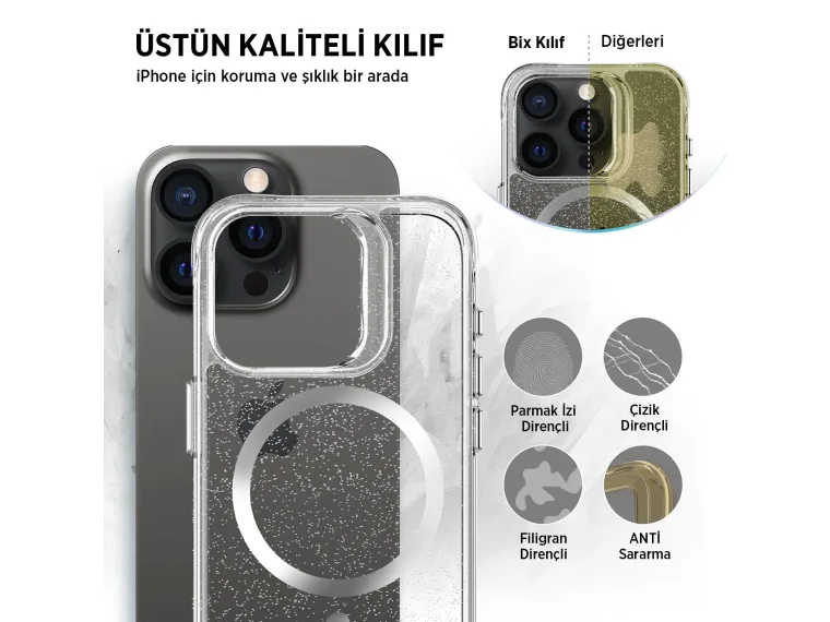 Bix Pure Glitter MagSafe Kılıf – Kamera ve Ekran Çift — görsel 4