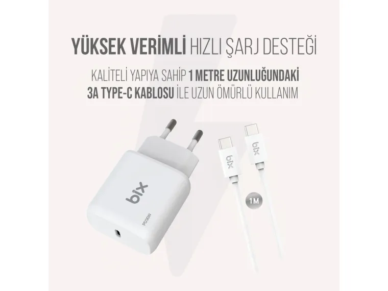 BXUC30TA 30W Type-C PD 3.0 Hızlı Şarj Adaptörü ve 1 — görsel 5