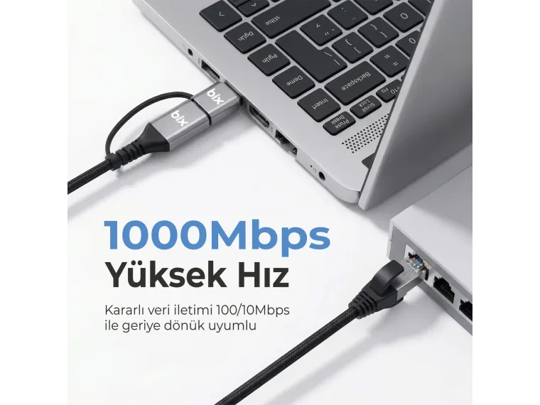 C6AC15 2in1 USB-A & Type-C to RJ45 1000Mbps Gigabit — görsel 5