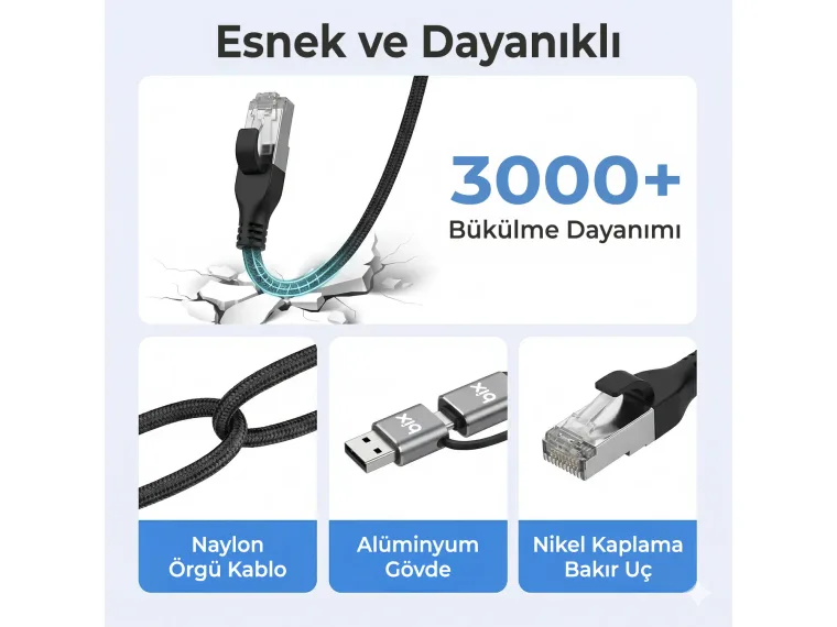 C6AC15 2in1 USB-A & Type-C to RJ45 1000Mbps Gigabit — görsel 6