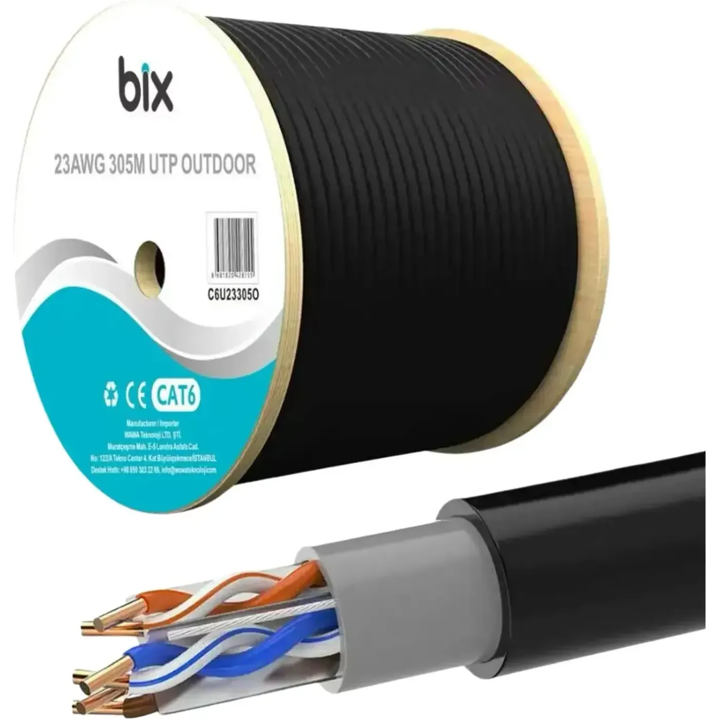 CAT6 UTP 305 Metre 23 AWG CCA Solid Ethernet Kablosu