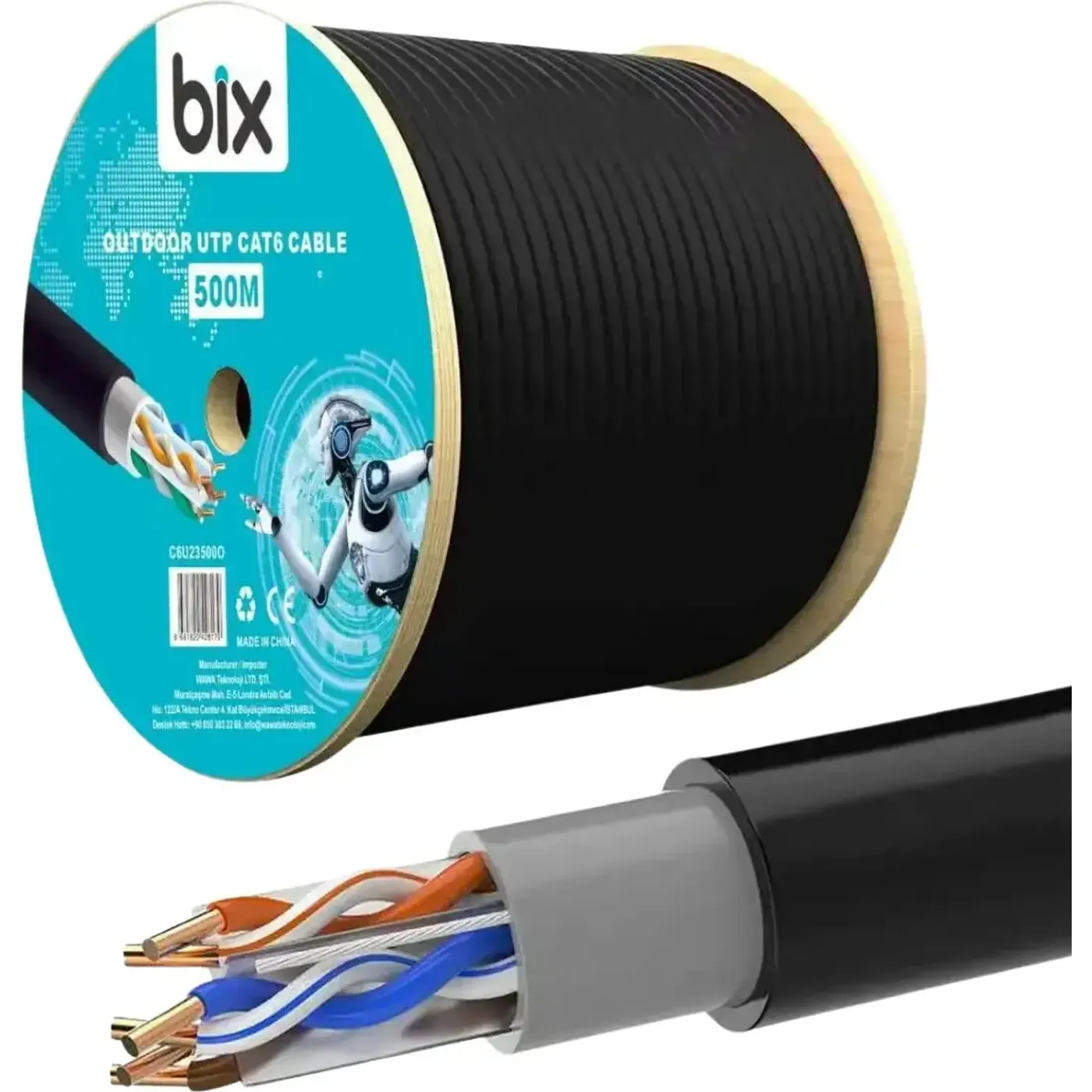 CAT6 UTP 500 Metre 23 AWG CCA Solid Ethernet Kablosu