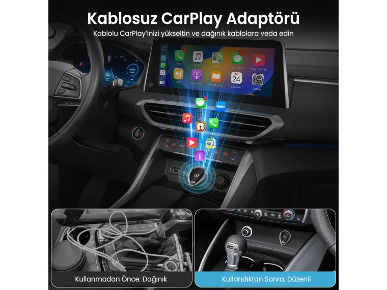 CB01 2.4G/5G WiFi CarPlay Android Auto Kabloludan — görsel 4