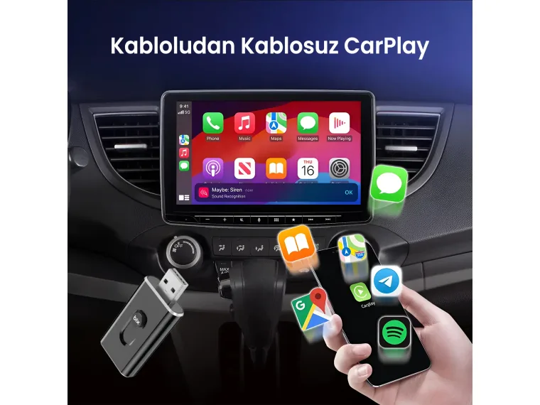 CB02 2.4G/5G WiFi CarPlay Android Auto Kabloludan — görsel 4