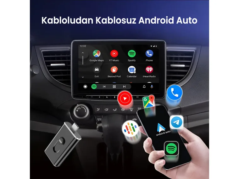 CB02 2.4G/5G WiFi CarPlay Android Auto Kabloludan — görsel 5