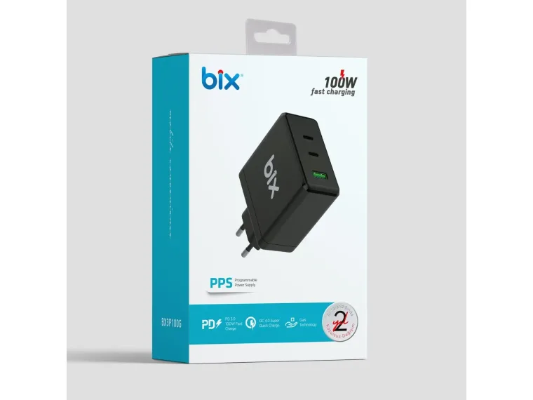 BX3P100G GaN 100W PD 2* Type-C & 1* USB-A Girişli — görsel 4