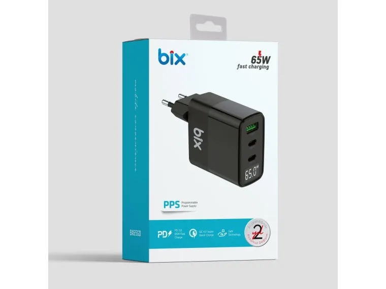 BX65GD GaN 65W PD Led Göstergeli 2*Type-C & 1*USB-A — görsel 5