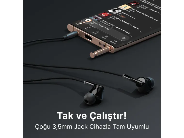 HF01A 14mm Extra Bass Özellikli Mikrofonlu 3.5mm AUX — görsel 3