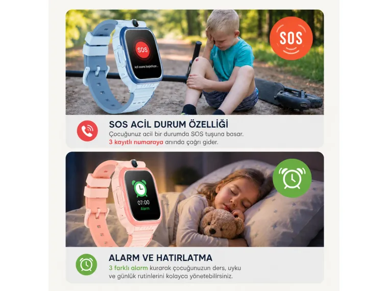 Bix Kids KW02 Sim Kartlı GPS Takipli SOS Kameralı — görsel 6