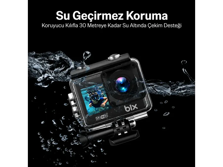 Bix Nexa 1 Wi-Fi 5K 30FPS Aksiyon Kamerası 50 MP Çift — görsel 3