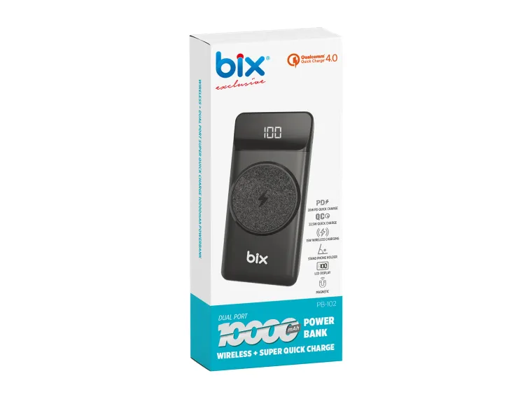 PB102 10000 mAh USB PD QC 4.0 Kablosuz Şarj Powerbank — görsel 6