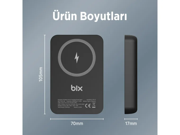 PB112 15W Manyetik Kablosuz Şarj ve 20W USB-C Hızlı — görsel 4