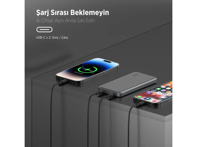 PB113 10000mAh PD 20W Çift USB-C Portlu Hızlı Şarj — görsel 4