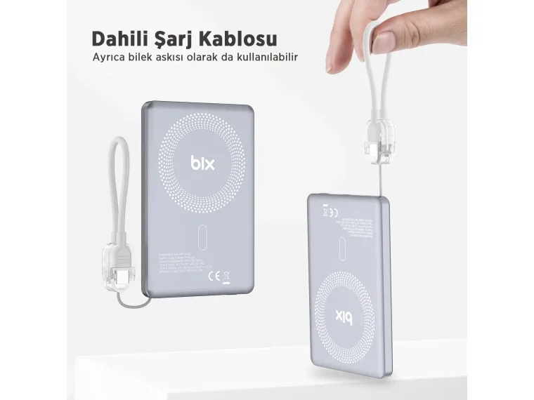 PB114 5000mAh 20W Dahili Type-C Kablolu 15W Manyetik — görsel 4