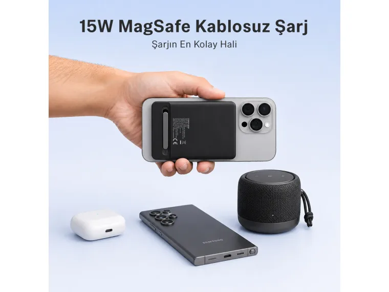 PB117 10000mAh PD20W Hızlı Şarj USB-C Çıkışlı Kablosuz — görsel 4