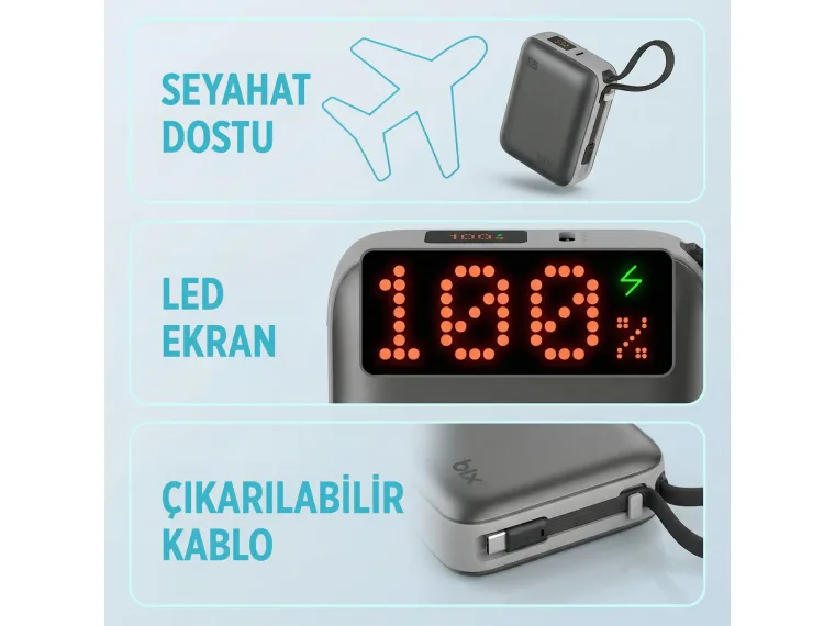 PB120 20000mAh PD 65W Cep Boyu Kompakt Tasarımlı — görsel 6
