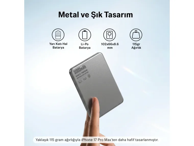 Bix PB50 5000 mAh 15W MagSafe Powerbank — görsel 8