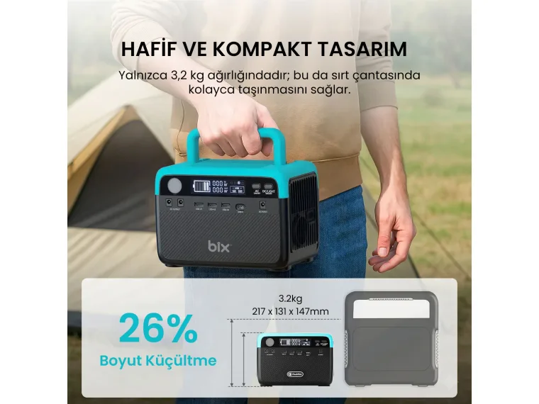 PS60K 192Wh 300W 230V 50Hz Saf Sinüs Taşınabilir Güç — görsel 4